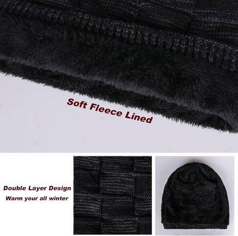 Winter Slouchy Beanie Hats for Men Warm Fleece Lined Knit Skull Mens Beanies Hats in Saudi Arabia