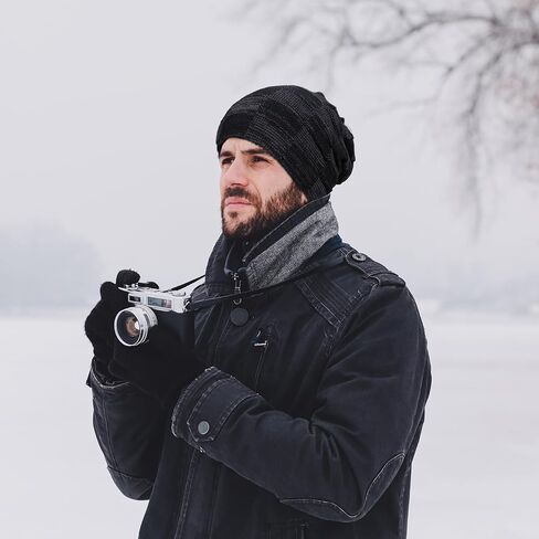 Winter Slouchy Beanie Hats for Men Warm Fleece Lined Knit Skull Mens Beanies Hats in Saudi Arabia