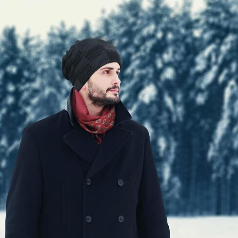Winter Slouchy Beanie Hats for Men Warm Fleece Lined Knit Skull Mens Beanies Hats in Saudi Arabia