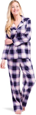 Fishers Finery Women's EcoFlannel Full Length Plaid Pajama Set with Gift Box; Moisture Wicking Bamboo Viscose and Cotton in Kuwait