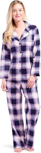 Fishers Finery Women's EcoFlannel Full Length Plaid Pajama Set with Gift Box; Moisture Wicking Bamboo Viscose and Cotton in Kuwait