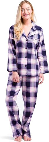 Fishers Finery Women's EcoFlannel Full Length Plaid Pajama Set with Gift Box; Moisture Wicking Bamboo Viscose and Cotton in Kuwait