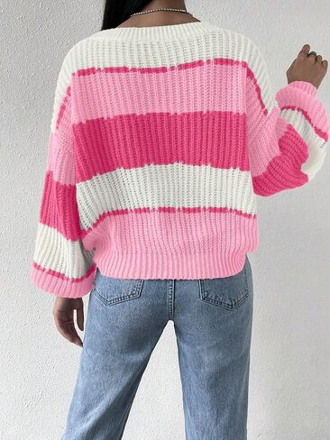 COZYEASE Women's Oversized Fall Sweaters Long Sleeve Drop Shoulder Pullovers Colorblock Crewneck Knit Tops in Saudi Arabia