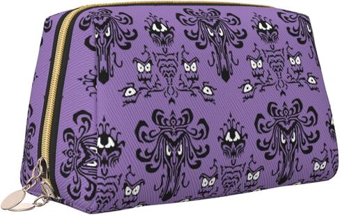 Cute Small Makeup Bag Leather Women Travel Toiletry Pouch Cosmetic Bags Portable Multifunctional Storage for Girl Friend Wife Birthday Gifts, Haunted Mansion, One Size in Kuwait