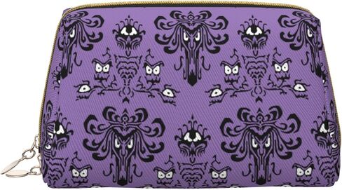Cute Small Makeup Bag Leather Women Travel Toiletry Pouch Cosmetic Bags Portable Multifunctional Storage for Girl Friend Wife Birthday Gifts, Haunted Mansion, One Size in Kuwait