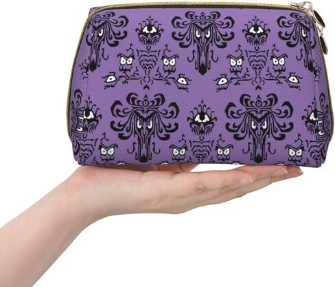 Cute Small Makeup Bag Leather Women Travel Toiletry Pouch Cosmetic Bags Portable Multifunctional Storage for Girl Friend Wife Birthday Gifts, Haunted Mansion, One Size in Kuwait