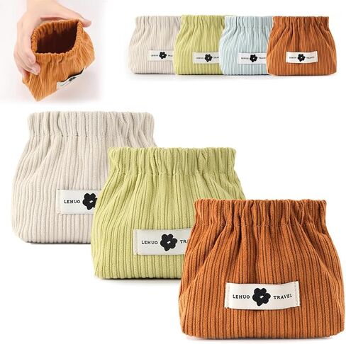 YOECO 3PCS Corduroy Elastic Hair Tie Organizer,Corduroy Elastic Storage Bag, Portable Travel Corduroy Elastic Storage Bag, Corduroy Popper Organizer, Corduroy Lipstick Bag, Hair Accessories Organizer in Kuwait