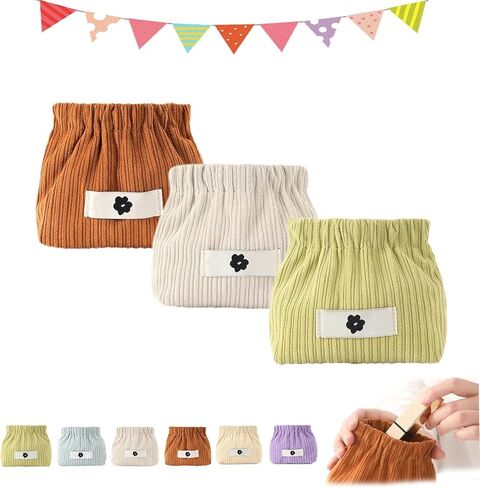 YOECO 3PCS Corduroy Elastic Hair Tie Organizer,Corduroy Elastic Storage Bag, Portable Travel Corduroy Elastic Storage Bag, Corduroy Popper Organizer, Corduroy Lipstick Bag, Hair Accessories Organizer in Kuwait