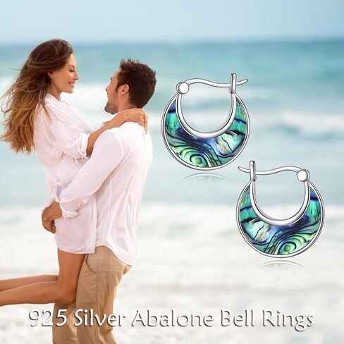 CRMAD Abalone Shell Hoop Earrings for Women Sterling Silver Hoop Leverback Earrings Jewelry Gift for Girls in Saudi Arabia