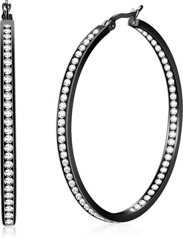 2 Inch Surgical Steel Big Hoop Earrings for Women with Mult-colors Stunning Cubic Zirconia Hypoallergenic Jewelry for Sensitive Ears Large in Saudi Arabia