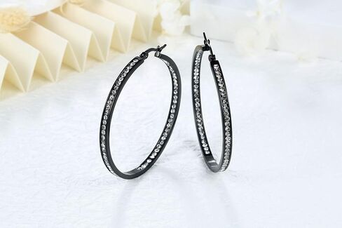 2 Inch Surgical Steel Big Hoop Earrings for Women with Mult-colors Stunning Cubic Zirconia Hypoallergenic Jewelry for Sensitive Ears Large in Saudi Arabia