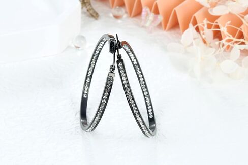 2 Inch Surgical Steel Big Hoop Earrings for Women with Mult-colors Stunning Cubic Zirconia Hypoallergenic Jewelry for Sensitive Ears Large in Saudi Arabia