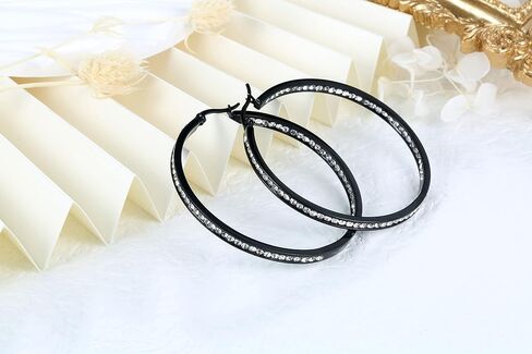 2 Inch Surgical Steel Big Hoop Earrings for Women with Mult-colors Stunning Cubic Zirconia Hypoallergenic Jewelry for Sensitive Ears Large in Saudi Arabia
