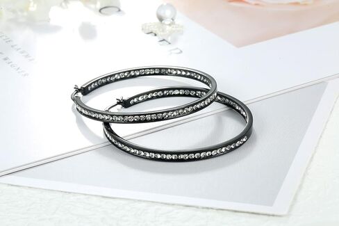 2 Inch Surgical Steel Big Hoop Earrings for Women with Mult-colors Stunning Cubic Zirconia Hypoallergenic Jewelry for Sensitive Ears Large in Saudi Arabia