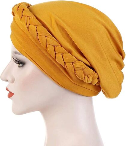 Women Girls Turban Hat, Rhinestone Pearl Braid Turban Head Wrap Baggy Slouchy Beanie Chemo Cap Headwear Hair Wrap in Saudi Arabia
