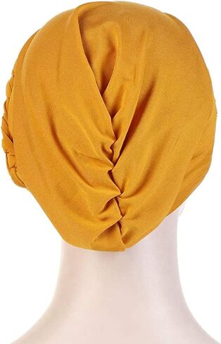 Women Girls Turban Hat, Rhinestone Pearl Braid Turban Head Wrap Baggy Slouchy Beanie Chemo Cap Headwear Hair Wrap in Saudi Arabia