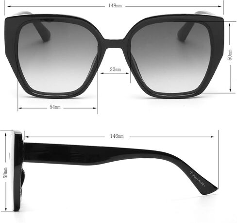 نظارات شمسية مربعة واقية للسيدات من TAHARI Th859 Cat Eye 100% UV400. هدايا أنيقة لها، 54 ملم in Kuwait