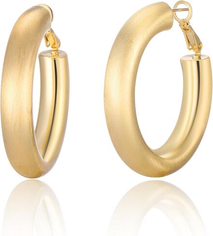 14K Gold Plated Hoop Earrings for Women, Trendy Big Chunky Gold Hoop Earrings Lightweight Hypoallergenic Jewelry for Teen Girls Gifts for Her in Kuwait