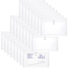 Yoeejob Plastic Envelopes Legal Size with String Tie Closure, Clear Poly Envelope Expandable Plastic Folders, Document Paper File Organizer for Home Work Office, 24 Pack, White