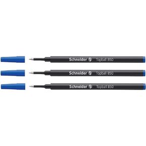 Refills for Topball 850, 3-Pack Medium Blue - Wear-resistant, Conical Stainless Steel Tip, Cap-off Ink Doesn't Dry up, Made in Germany