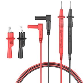 Test Leads Set Multimeter Leads and Alligator Clips, Insulated Test Leads CAT III 1000V with Threaded Alligator Clips, 4mm Test Leads Threaded Probes Tip