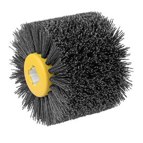 Abrasive Nylon Wire Drawing Wheel Drum Brushes, 80 Grit 120x100mm Wheel Drum Burnishing Tool Polishing Brush Wooden Wheels for Wood Furniture Working Surface Conditioning Tool
