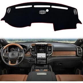 Dash Mat Cover Custom Interior Center Console Compatible with Dodge Ram 1500 2500 3500 Truck 2019 2020 2021 2022 2023 Dashboard mat Covers Accessories (Black Trim)