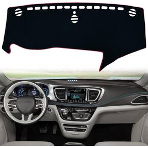 Dash Mat Cover Custom Interior Center Console Compatible with Chrysler Pacifica Minivan 2017 2018 2019 2020 2021 2022 Dashboard mat Covers Accessories (Black Trim)