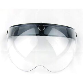 WANCAR Universal Motorcycle Retro Pilot-Style Standard 3 Snap-Button Visor Flip Up Down Open Face Helmet Wind Shield(Clear)