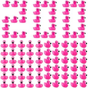 200pcs Mini Rubber Flamingo Ducks, Miniature Resin Flamingo Figurines Rose Red Cute Tiny Plastic Animal Toy Party Favors Decorations for Garden Landscape Dollhouse DIY Craft