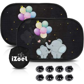 Car Sun Shade for Baby Kids 2 Pack Static Cling Side Window Car 80GSM Rear Sunshades Universal with 8 Suction Cups and Storage Bag - Sun Glare and UV Rays Protection (Unicorn)
