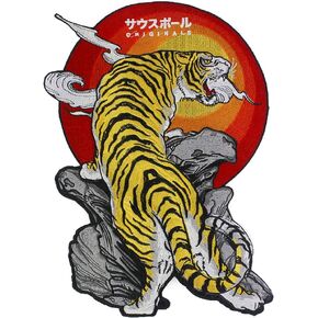Large Tiger Animal Iron on Patches Clothing Embroidery Applique Decorative Ride Jacket Badges