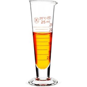 Baluue 25ml Graduated Cylinder, Lab Graduated Measuring Cup With Spout Wide Mouth Glass Conical Beaker Liquid Dispenser Measuring Cylinder Tool for School Science Class