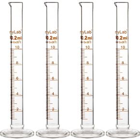 StonyLab 4-Pack Borosilicate Glass 10ml Heavy Wall Graduated Cylinder Measuring Cylinder, 10ml
