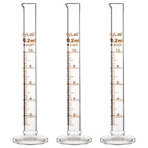 StonyLab 3-Pack Borosilicate Glass 10ml Heavy Wall Graduated Cylinder Measuring Cylinder, 10ml