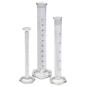 Corning Pyrex #3024 Single Metric Scale, Glass Graduated Cylinder Set - 3 Sizes - 10ml, 50ml, 100ml