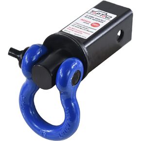 TOPTOW Trailer Recovery Shackle Tow Hitch (Capacity 10000lbs) fits for 2 inch Receiver 360 Rotate, with 3/4 inch D Shackle