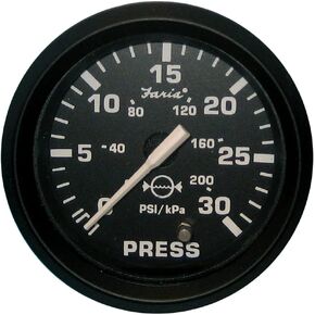 Faria 12810 Euro Water Pressure Gauge Kit 30 PSI - 2" , Black