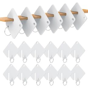 60 Pcs Key Tags Blank Plastic Upgrade Round Split Ring Durable Key Identify Tags Bulk Key Tags for Key Cabinet 1.5 inches Square Shaped