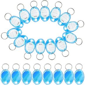20 Pcs Key Ring Tags - key tags with labels of Key Ring Tags,Strong and wear Plastic key chains,key identifiers,Adapt to Keys,USB Drive,Pets,suitcases-Blue