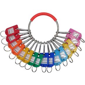 Portable Metal Ring Key Organizer with 16 Spring Hooks & Key Tags with Ring and Label Window