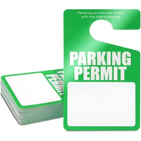 Juvale 50 Pack Green Parking Permit Hang Tags, Temporary Hanging Passes Blank Plastic Placards for Car Rear View Mirror, Bulk (3 x 5 in)