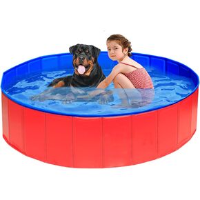 UMARDOO Foldable Dog Pet Bath Pool, Collapsible Swimming Pool for Dogs, Portable PVC Pet Paddling Bath Tub Dog Pools for Large Dogs (2XLarge-63'' X 12'')