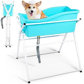 Dog Bath Tub, Portable Dog Washing Bathing Station, Elevated Foldable Dog Bath for Shower and Grooming, 4 Adjustable Height Pet Tub for Small and Medium Size Dogs, Indoor and Outdoor in Kuwait