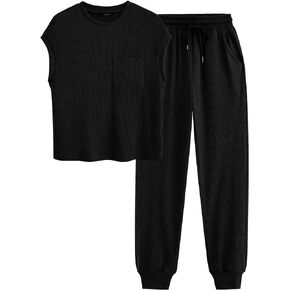 BTFBM Women's Two Piece Tracksuit Short Sleeve Tops Long Pants With Drawstring Outfits Jogger Sets
