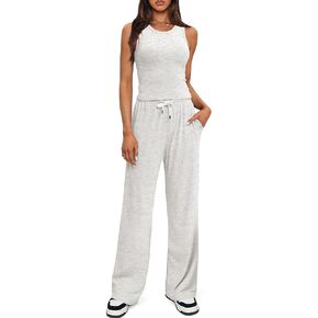 Darong Women's 2 Piece Outfits Lounge Sets Sleeveless Tank Tops and Wide Leg Pants Sets Tracksuits Match Sets