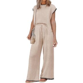 Sets for Women Spring Outfits for Women 2024 Travel Wide Leg Pant Summer Two Piece Sets Lounge Matching Sets