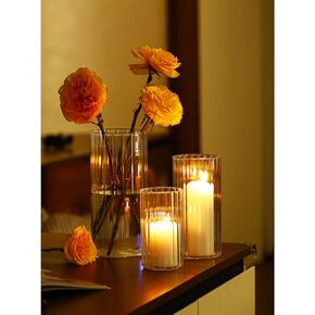 Cylinder Glass Candle Holder 6'', 8'', 10'', Hurricane Candle Holder for Pillar Candle Clear Glass Cylinder Centerpieces Glass Vases Floral Room Decor 3 Pieces