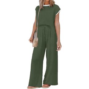 Sets for Women Spring Outfits for Women 2024 Travel Wide Leg Pant Summer Two Piece Sets Lounge Matching Sets