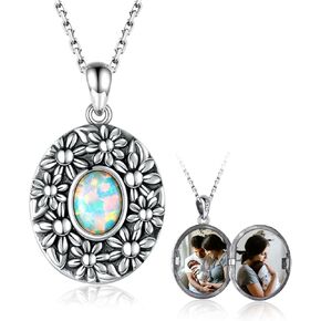 ديزي أوبال المنجد قلادة الصورة: 925 الفضة الاسترليني المجوهرات المدلاة التي تحمل صور البيضاوي صور قلادة مجوهرات هدايا للنساء الفتيات عيد ميلاد عيد الحب عيد الميلاد in Kuwait